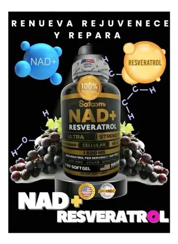 Resveratrol + NAD⁺, activa tu energía celular, enfoque y vitalidad.